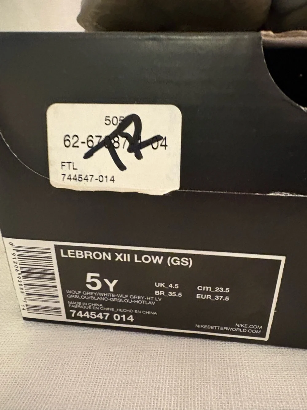 Nike LeBron XII Low GS Grey Orange Athletic Sneakers 5Y EUC w/ Box